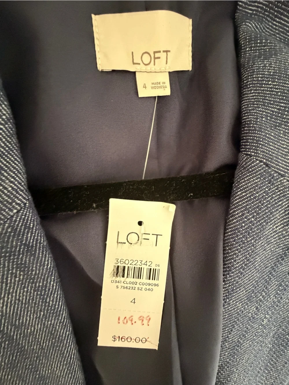 LOFT Double-Breasted Navy Blazer with White Buttons
